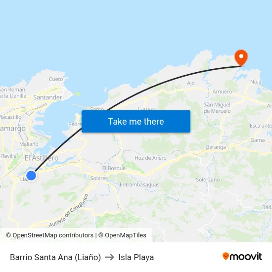 Barrio Santa Ana (Liaño) to Isla Playa map