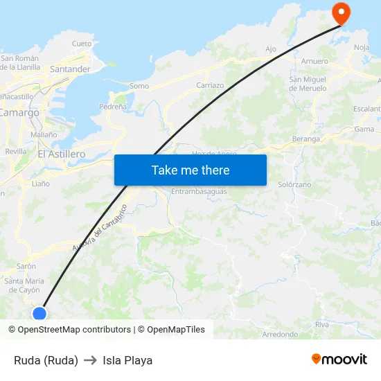 Ruda (Ruda) to Isla Playa map