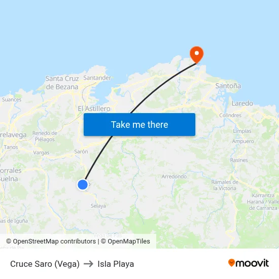 Cruce Saro (Vega) to Isla Playa map