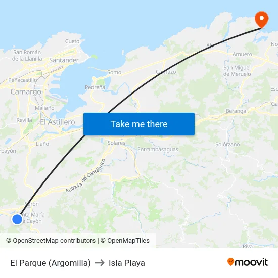 El Parque (Argomilla) to Isla Playa map