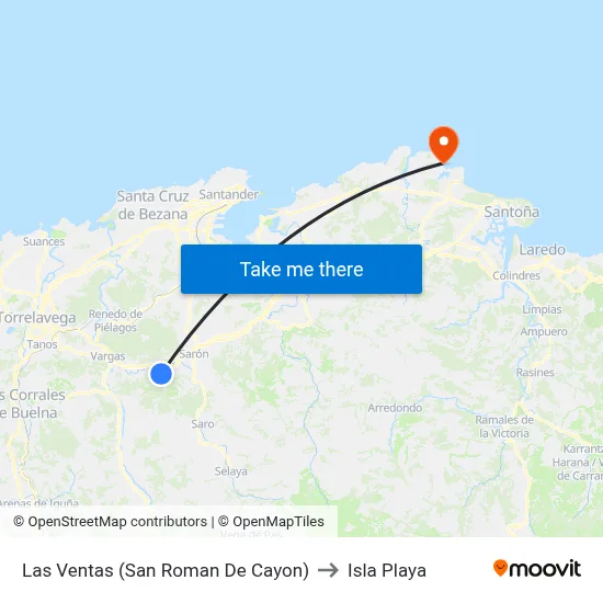 Las Ventas (San Roman De Cayon) to Isla Playa map