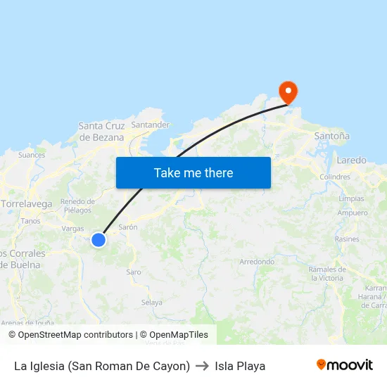 La Iglesia (San Roman De Cayon) to Isla Playa map