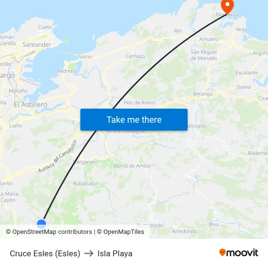 Cruce Esles (Esles) to Isla Playa map