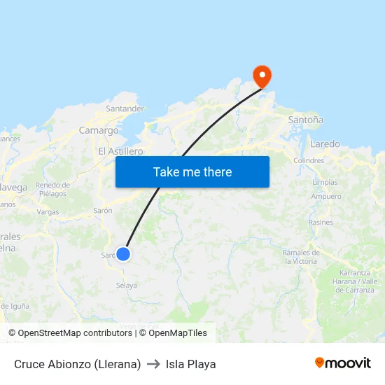 Cruce Abionzo (Llerana) to Isla Playa map