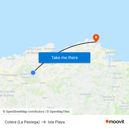 Cotera (La Pasiega) to Isla Playa map