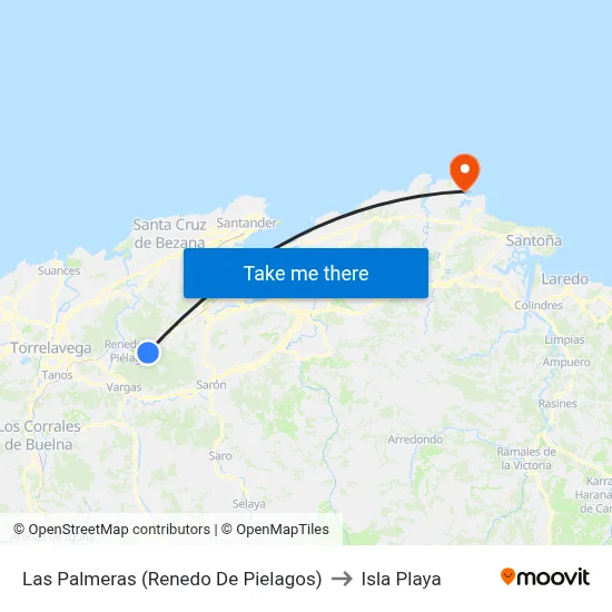 Las Palmeras (Renedo De Pielagos) to Isla Playa map