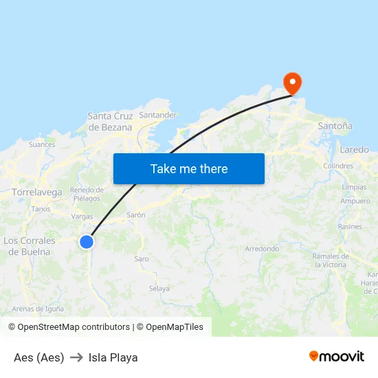 Aes (Aes) to Isla Playa map