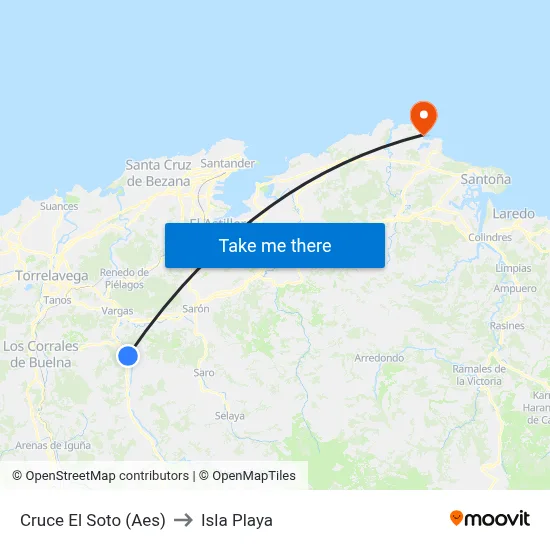 Cruce El Soto (Aes) to Isla Playa map
