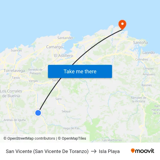 San Vicente (San Vicente De Toranzo) to Isla Playa map