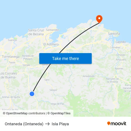 Ontaneda (Ontaneda) to Isla Playa map