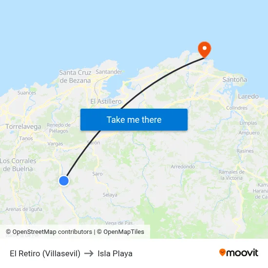 El Retiro (Villasevil) to Isla Playa map