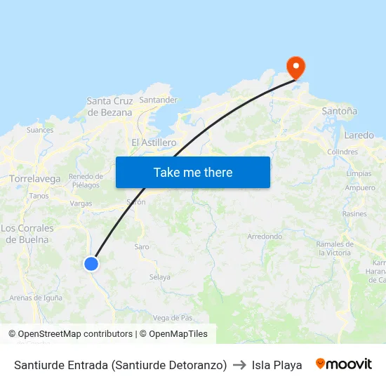 Santiurde Entrada (Santiurde Detoranzo) to Isla Playa map