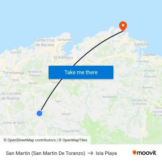 San Martin (San Martin De Toranzo) to Isla Playa map