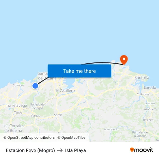Estacion Feve (Mogro) to Isla Playa map
