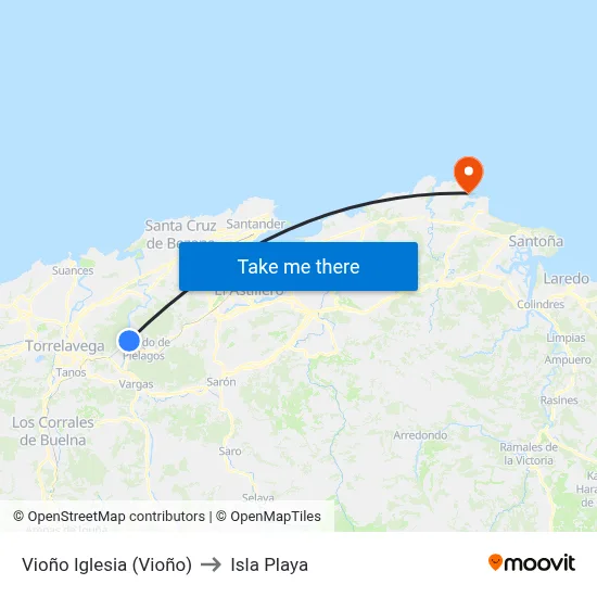 Vioño Iglesia (Vioño) to Isla Playa map