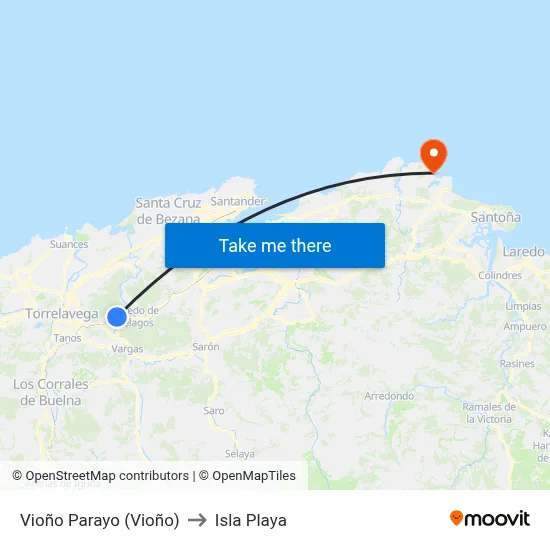 Vioño Parayo (Vioño) to Isla Playa map