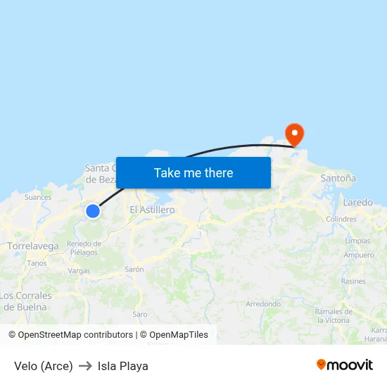 Velo (Arce) to Isla Playa map