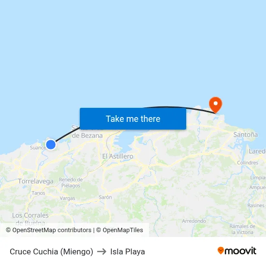 Cruce Cuchia (Miengo) to Isla Playa map