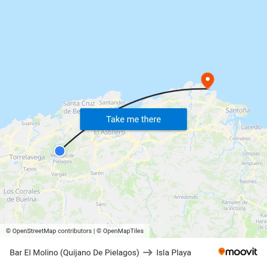 Bar El Molino (Quijano De Pielagos) to Isla Playa map