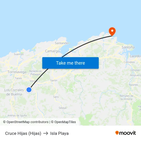 Cruce Hijas (Hijas) to Isla Playa map