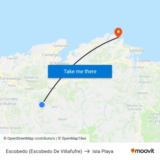 Escobedo (Escobedo De Villafufre) to Isla Playa map