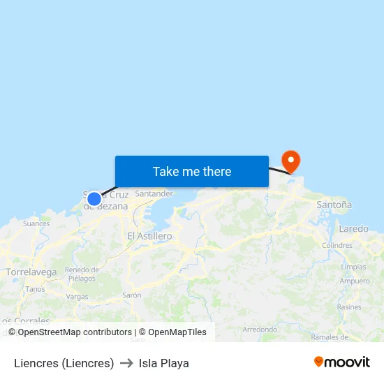 Liencres (Liencres) to Isla Playa map