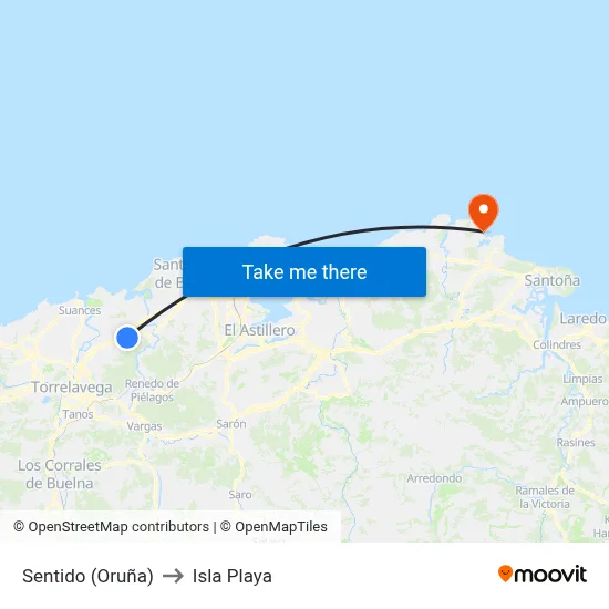 Sentido (Oruña) to Isla Playa map