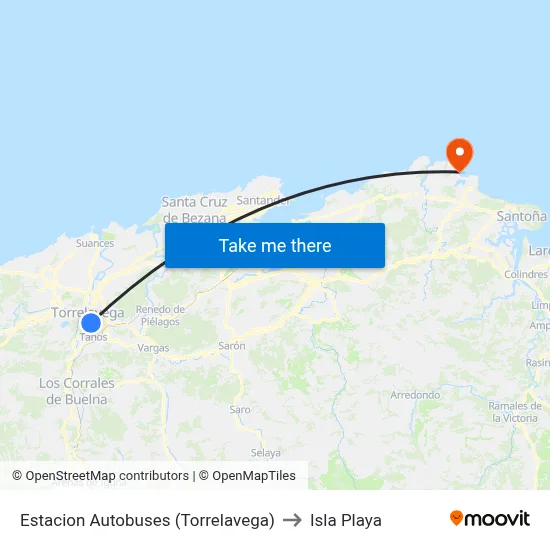 Estacion Autobuses (Torrelavega) to Isla Playa map