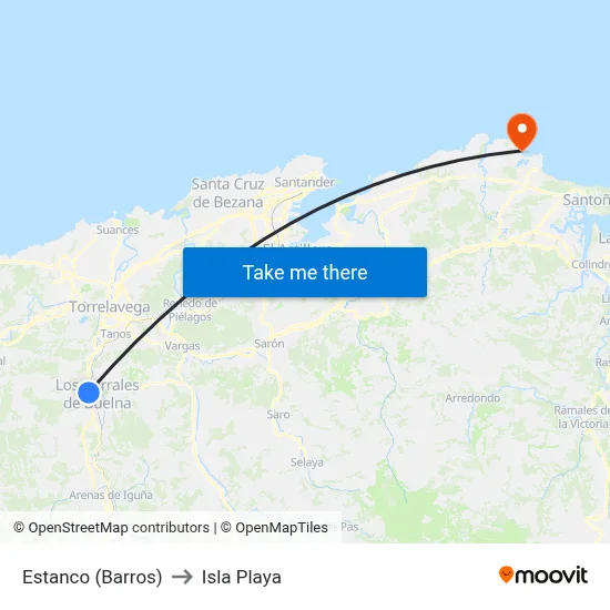 Estanco (Barros) to Isla Playa map