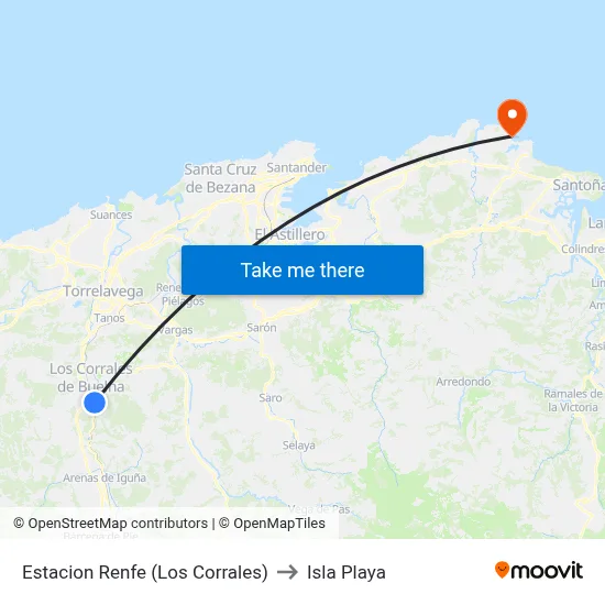 Estacion Renfe (Los Corrales) to Isla Playa map