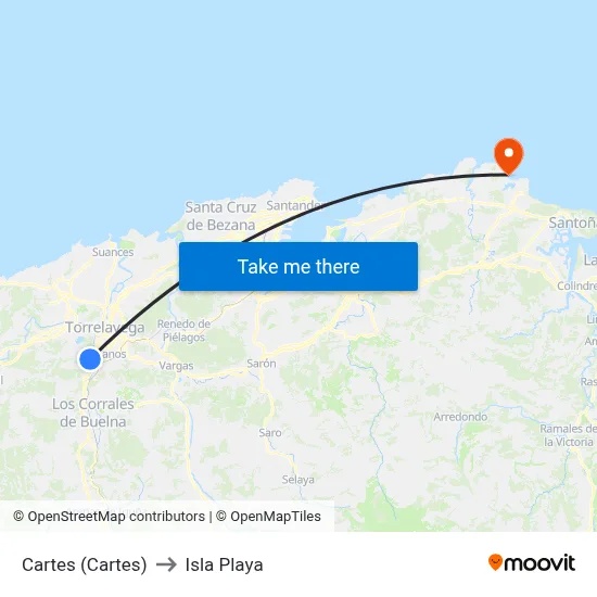 Cartes (Cartes) to Isla Playa map