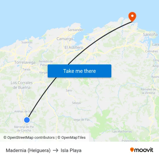 Madernia (Helguera) to Isla Playa map