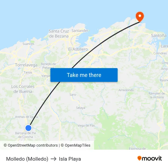 Molledo (Molledo) to Isla Playa map