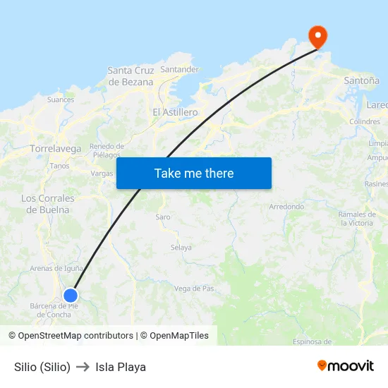 Silio (Silio) to Isla Playa map