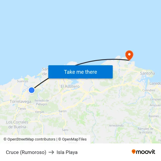 Cruce (Rumoroso) to Isla Playa map