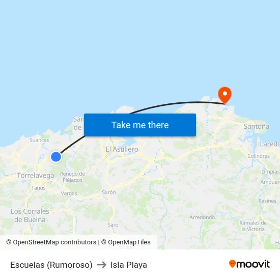 Escuelas (Rumoroso) to Isla Playa map
