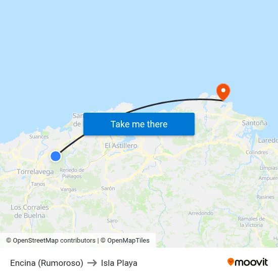 Encina (Rumoroso) to Isla Playa map