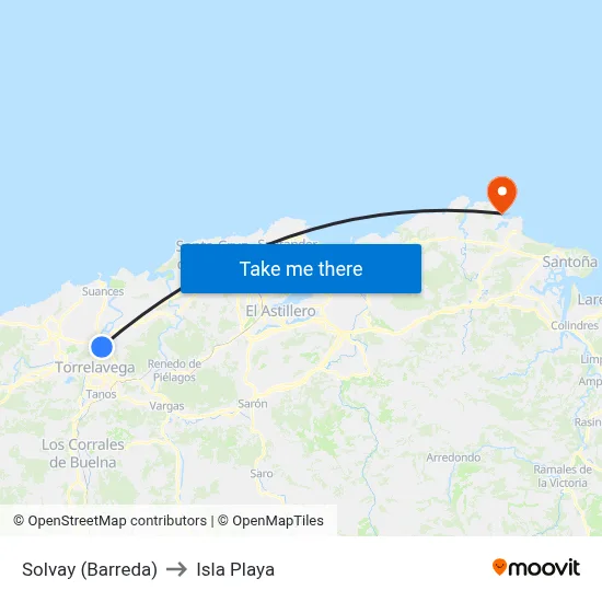 Solvay (Barreda) to Isla Playa map