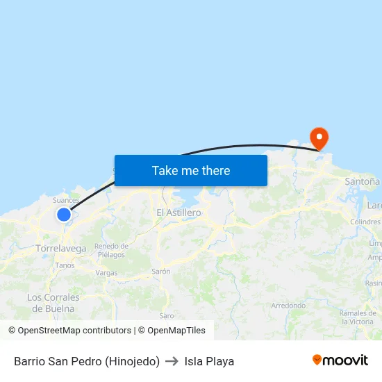 Barrio San Pedro (Hinojedo) to Isla Playa map