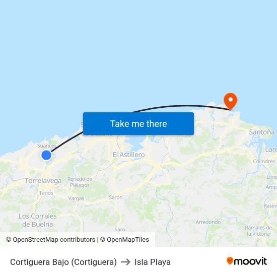 Cortiguera Bajo (Cortiguera) to Isla Playa map