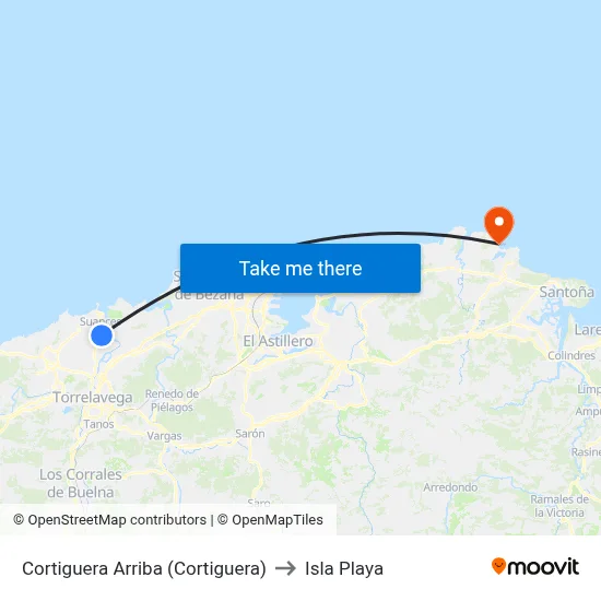Cortiguera Arriba (Cortiguera) to Isla Playa map