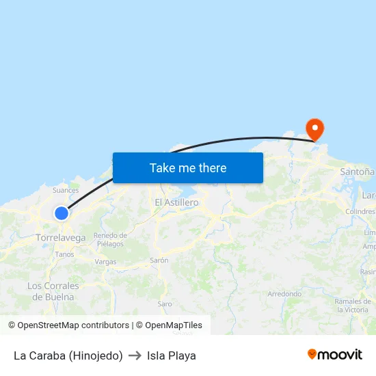La Caraba (Hinojedo) to Isla Playa map
