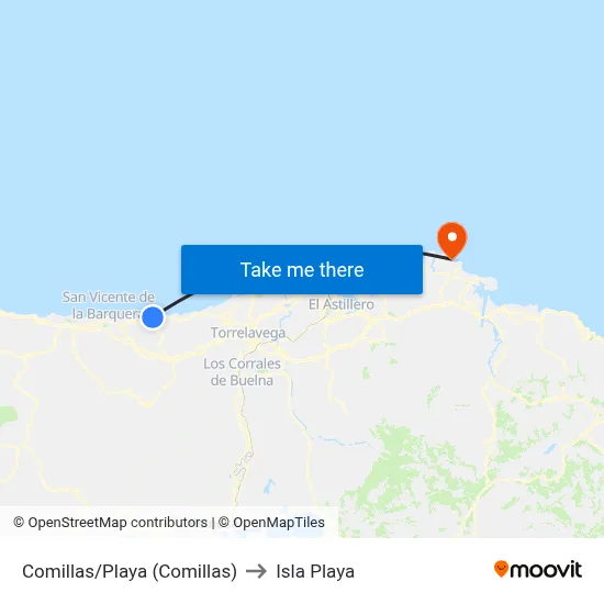Comillas/Playa (Comillas) to Isla Playa map