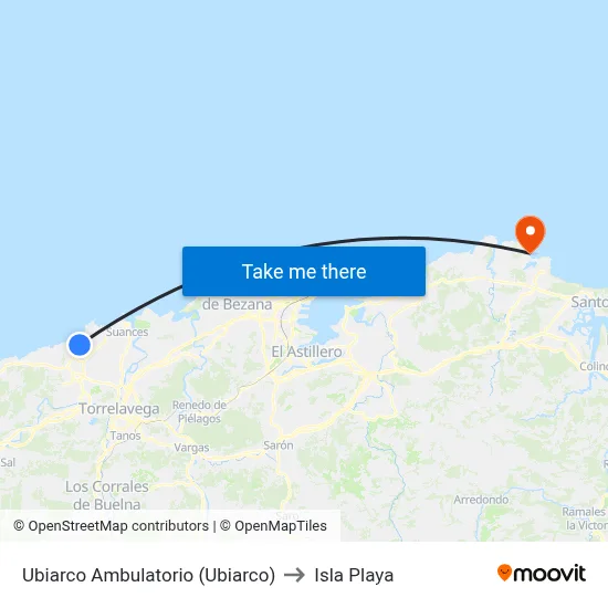 Ubiarco Ambulatorio (Ubiarco) to Isla Playa map