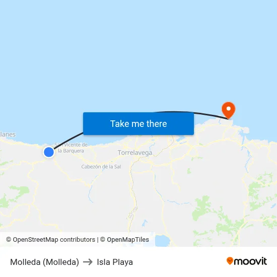 Molleda (Molleda) to Isla Playa map