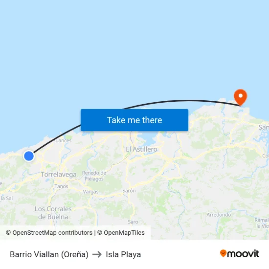 Barrio Viallan (Oreña) to Isla Playa map