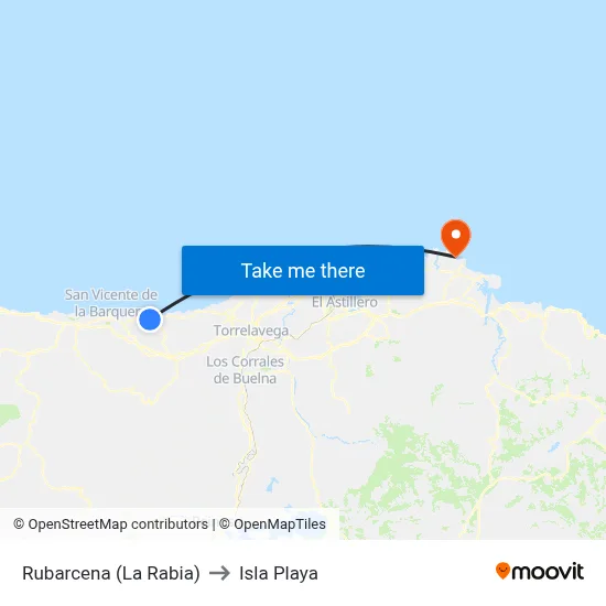 Rubarcena (La Rabia) to Isla Playa map