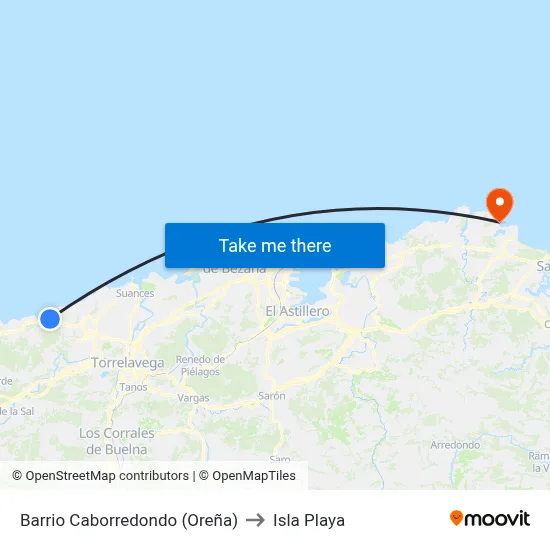 Barrio Caborredondo (Oreña) to Isla Playa map