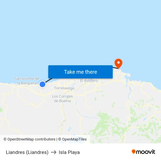 Liandres (Liandres) to Isla Playa map