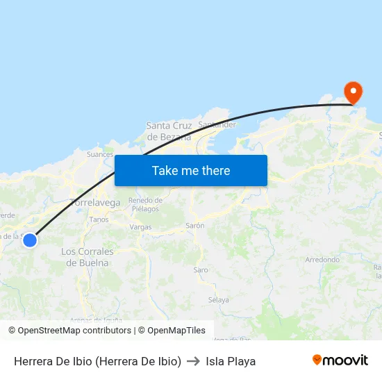 Herrera De Ibio (Herrera De Ibio) to Isla Playa map